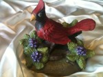 cardinal bird clay sculpture